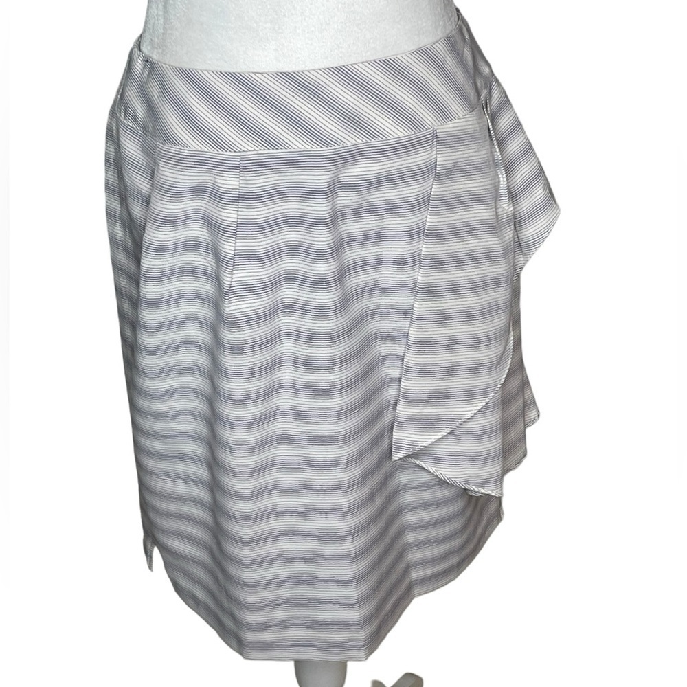 Anthropologie Yoana Baraschi Striped Ruffle Tulip Skirt Size 6 Purple & White